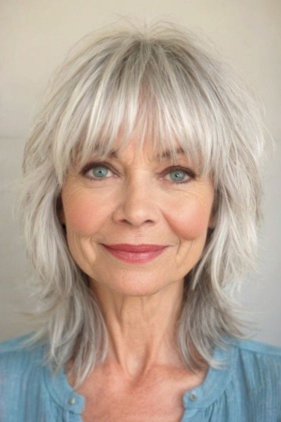 Shoulder-Length Shag Cut with Feathered Fringe