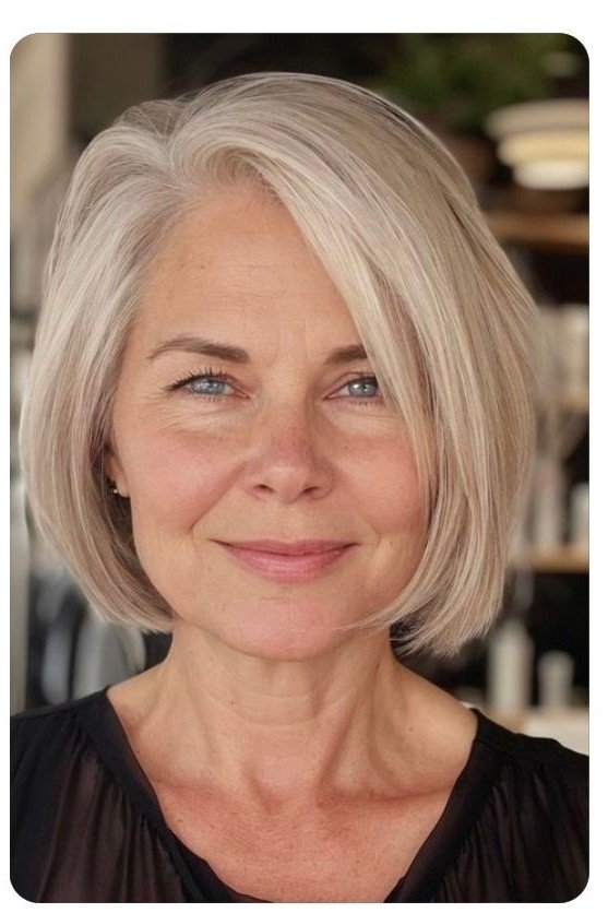 Side-Parted Sleek Bob with Rounded Ends