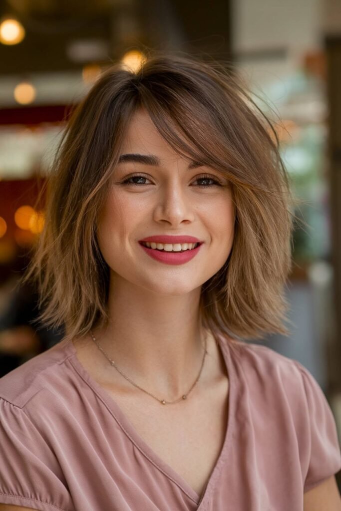 Side-Swept Layered Bob with Soft Waves