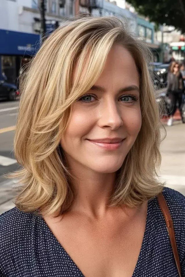 Side-Swept Layered Bob with Soft Waves
