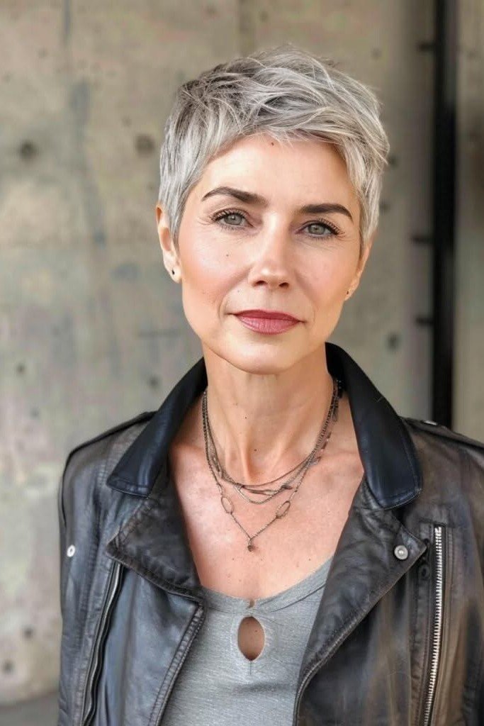 Silver Pixie Cut with Natural Texture