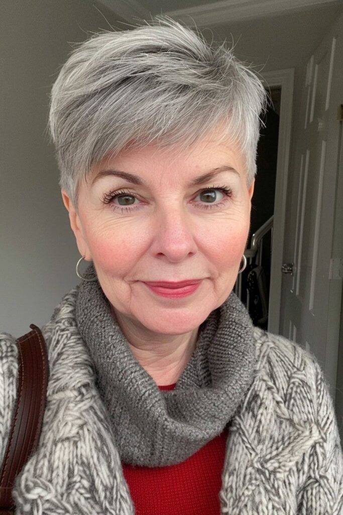 Silver Pixie Cut with Soft Texture
