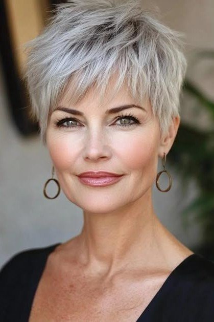 Silver Spiky Pixie Cut with Subtle Layers
