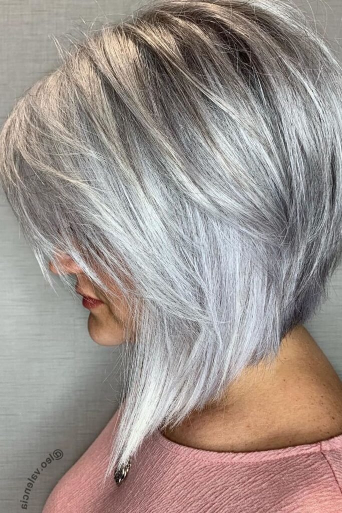 Silver Textured Asymmetrical Bob