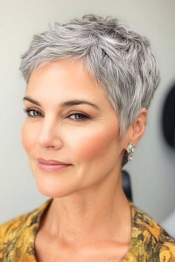 Silver Textured Pixie Cut