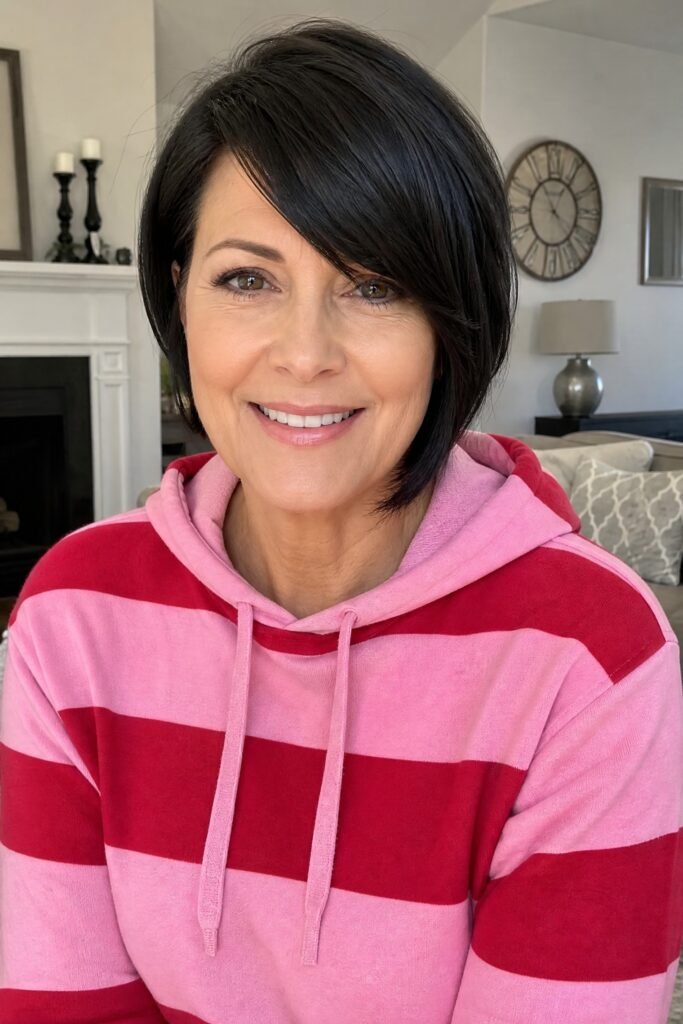 Sleek Angled Bob with Deep Side Part