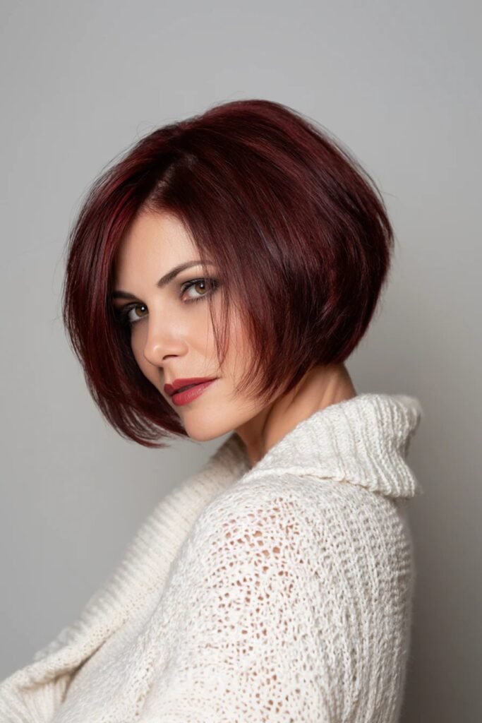 Sleek Angled Bob with Side Part