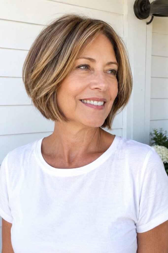 Sleek Angled Bob with Subtle Highlights