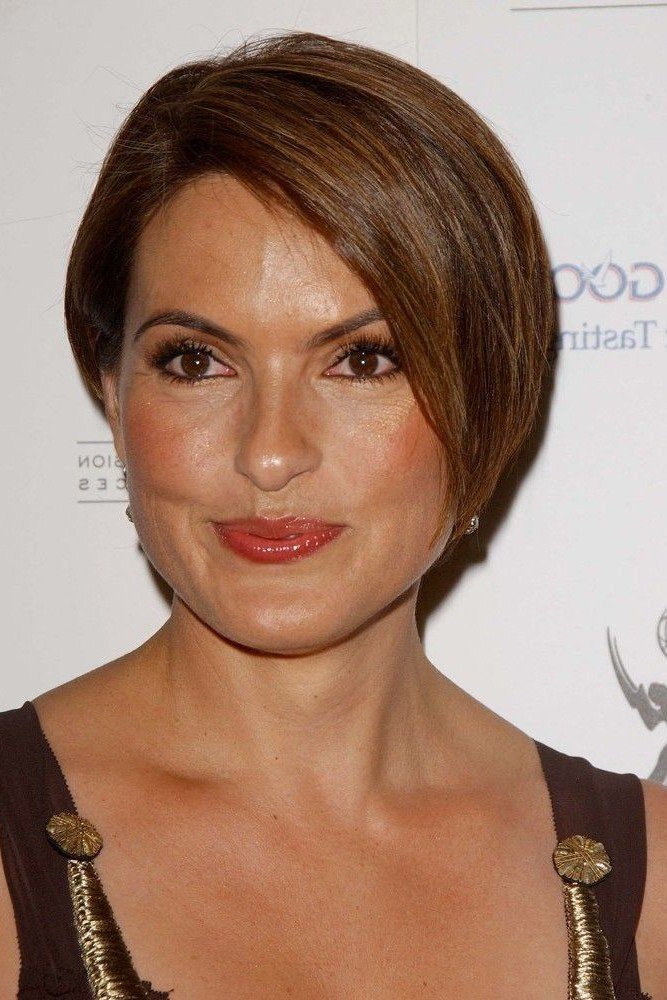 Sleek Angular Bob with Side-Swept Bangs