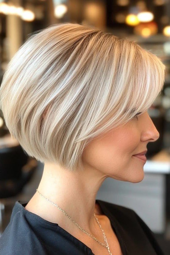 Sleek Blonde Bob with Subtle Layering