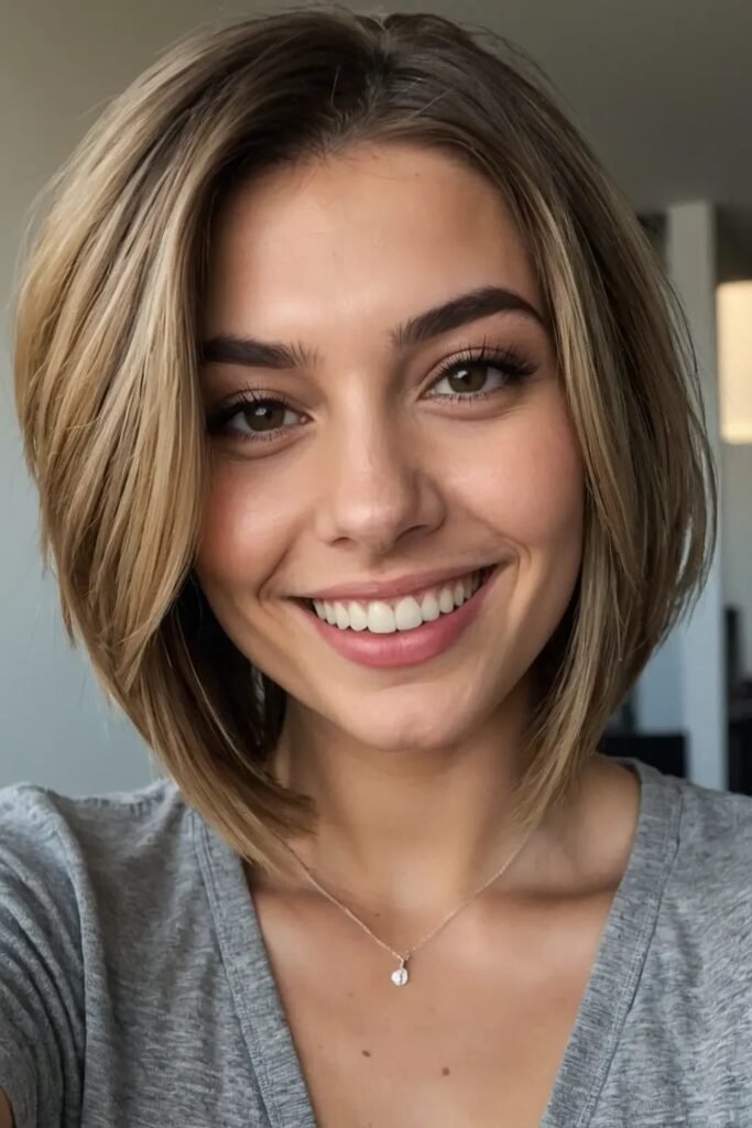Sleek Blonde Layered Bob