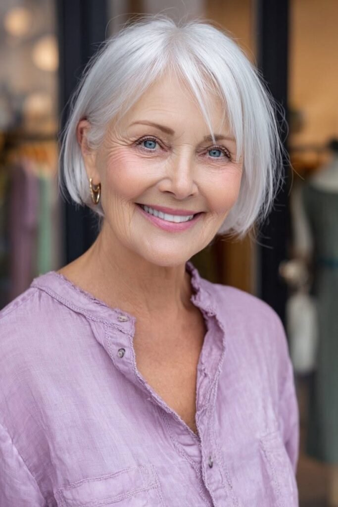Sleek Center-Parted Bob with Soft Volume