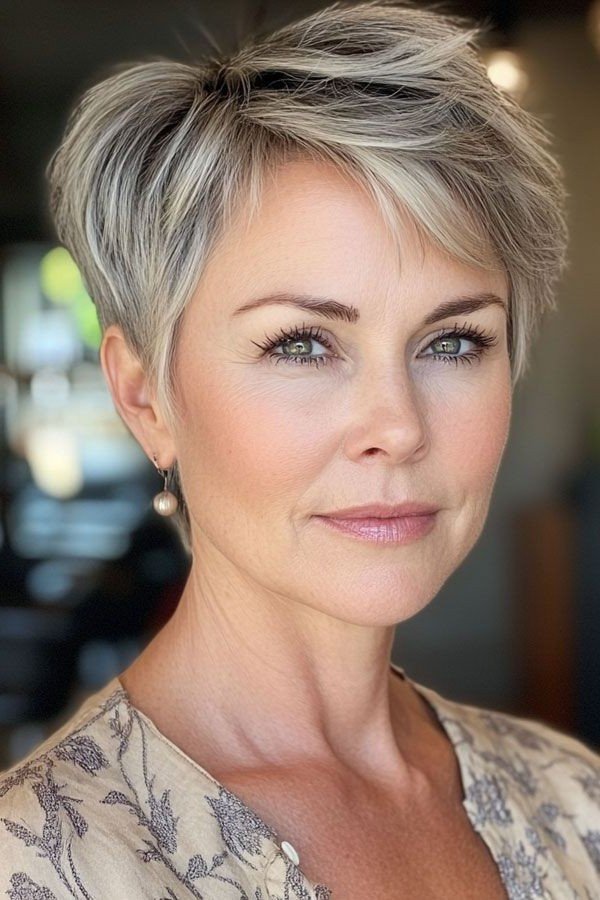 Sleek Crown Pixie with Soft Side-Swept Fringe