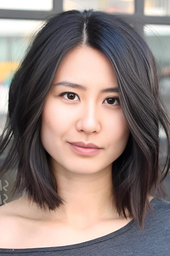 Sleek Dark Bob with Center Part