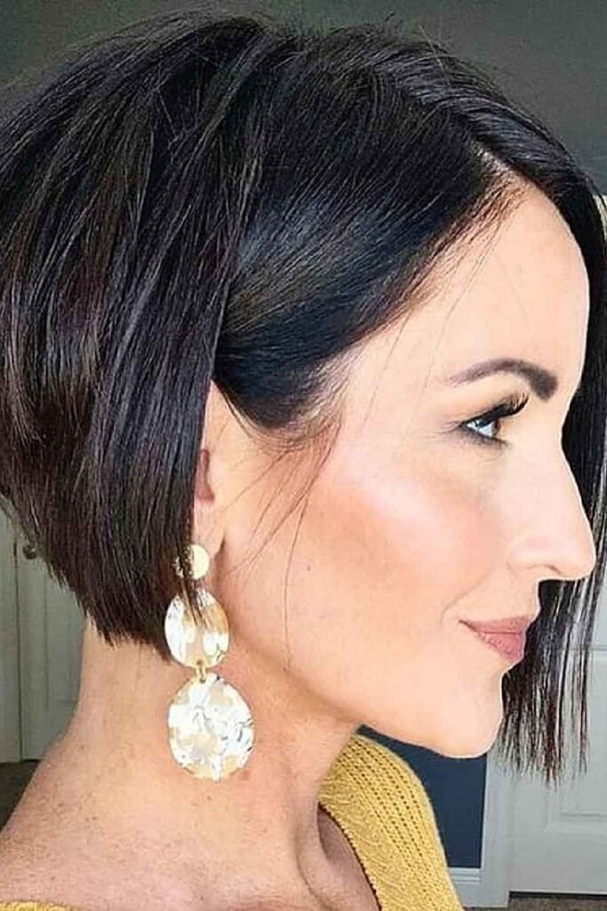 Sleek Dark Brunette Angled Bob