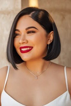 Sleek Glossy Bob with Center Part