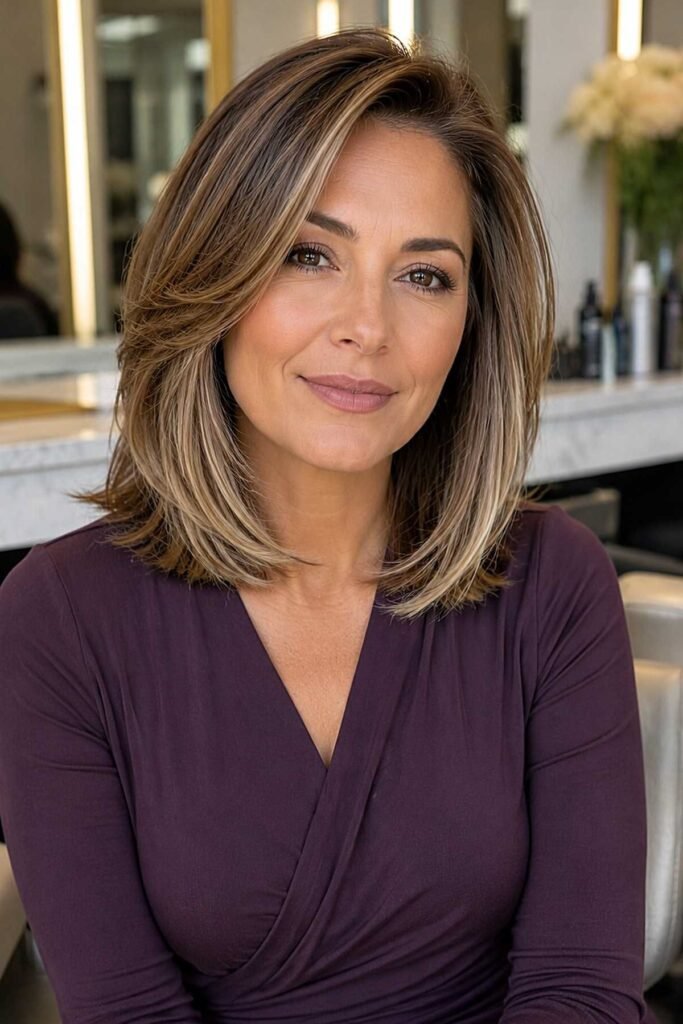 Sleek Layered Bob with Subtle Highlights