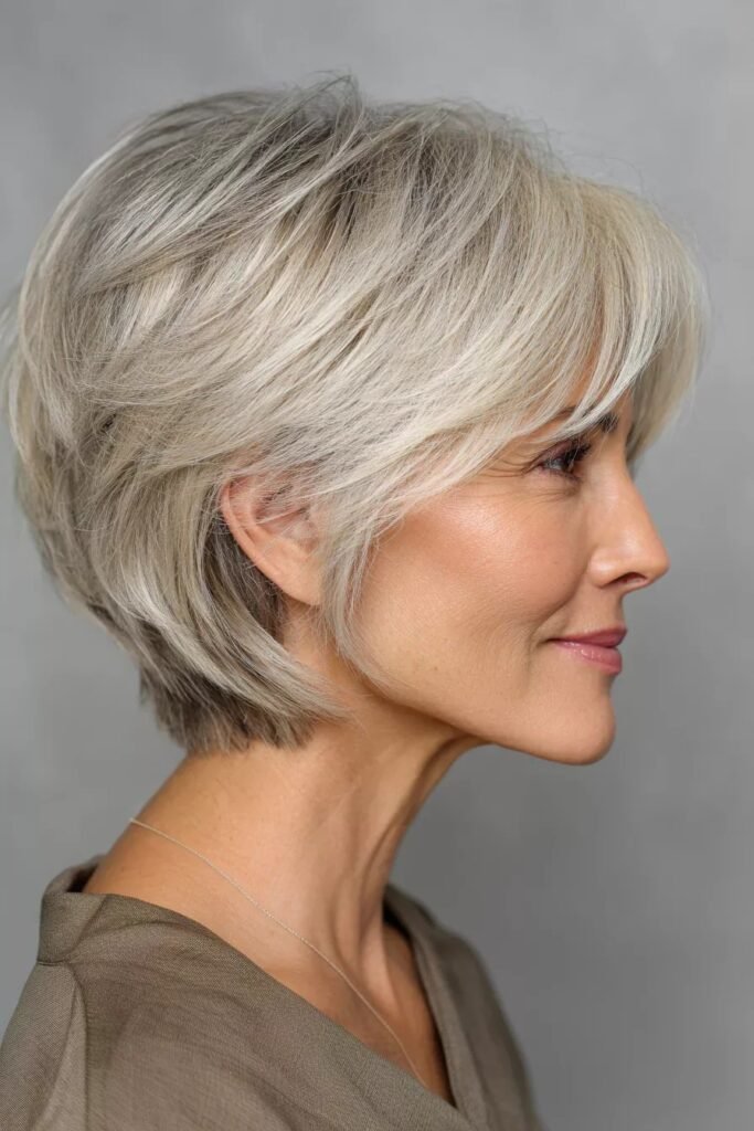 Sleek Layered Silver Bob