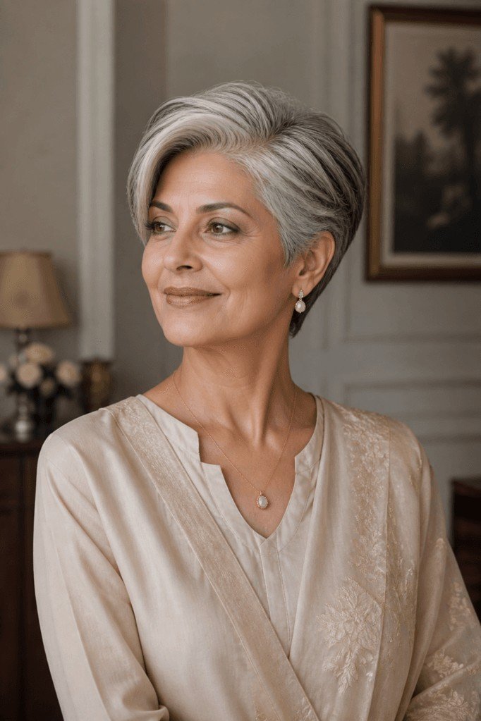 Sleek Pixie Cut with Side-Swept Bangs