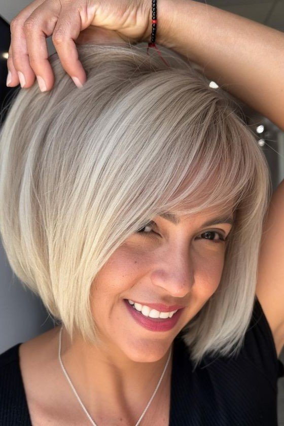 Sleek Platinum Blonde Bob