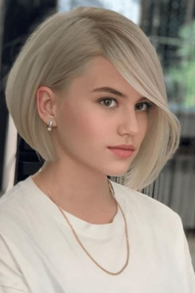 Sleek Rounded Bob with Deep Side Part