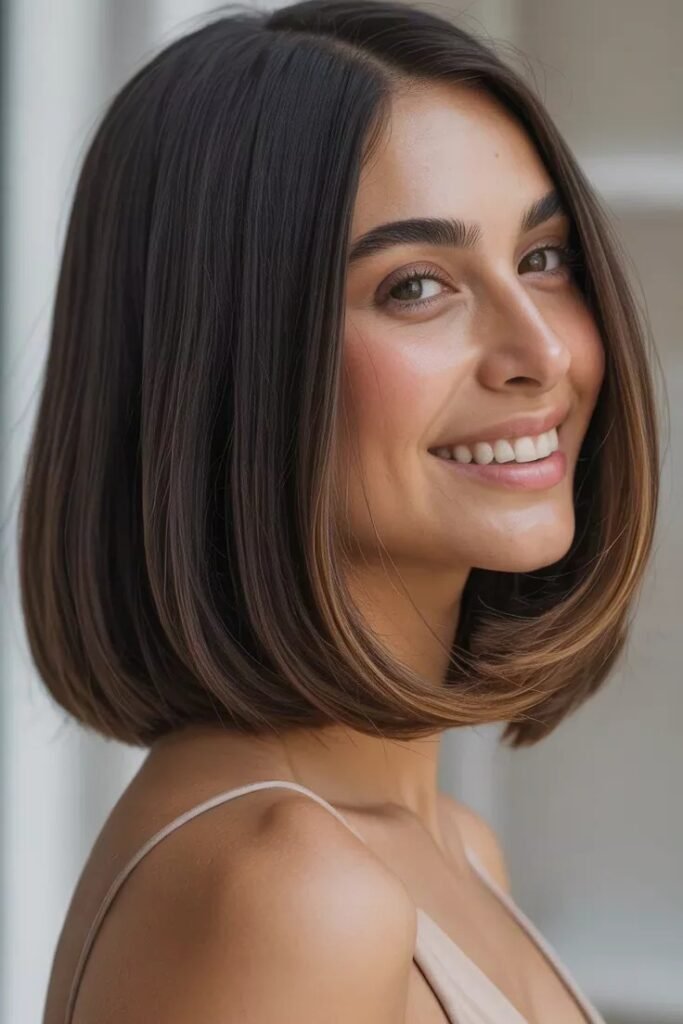 Sleek Rounded Bob with Polished Finish