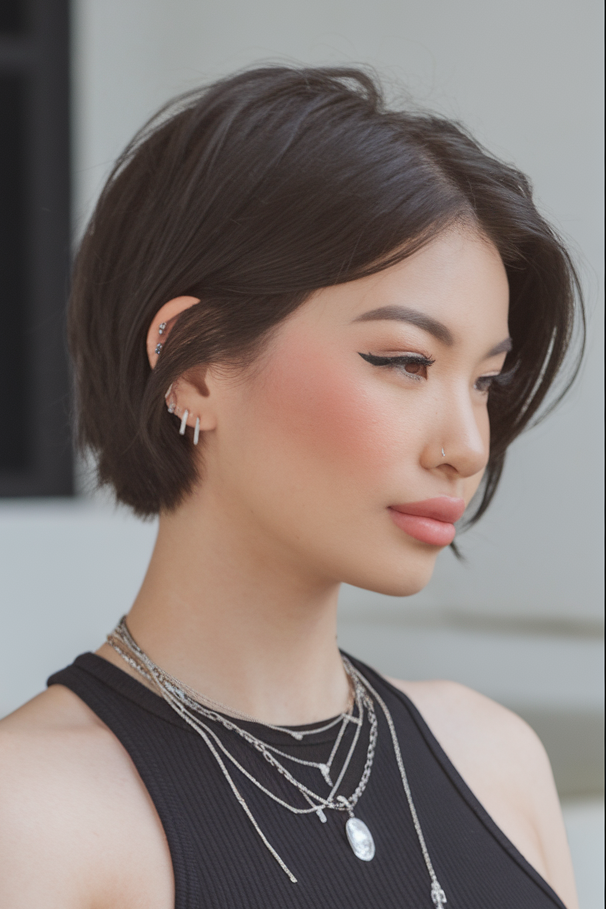 Sleek Short Bob with Side-Swept Layers