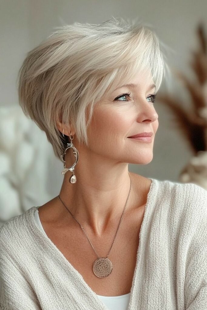 Sleek Side-Parted Pixie Cut with Soft Tapered Layers
