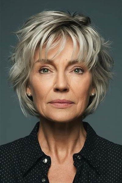 Sleek Silver Bob with Soft Front Layers