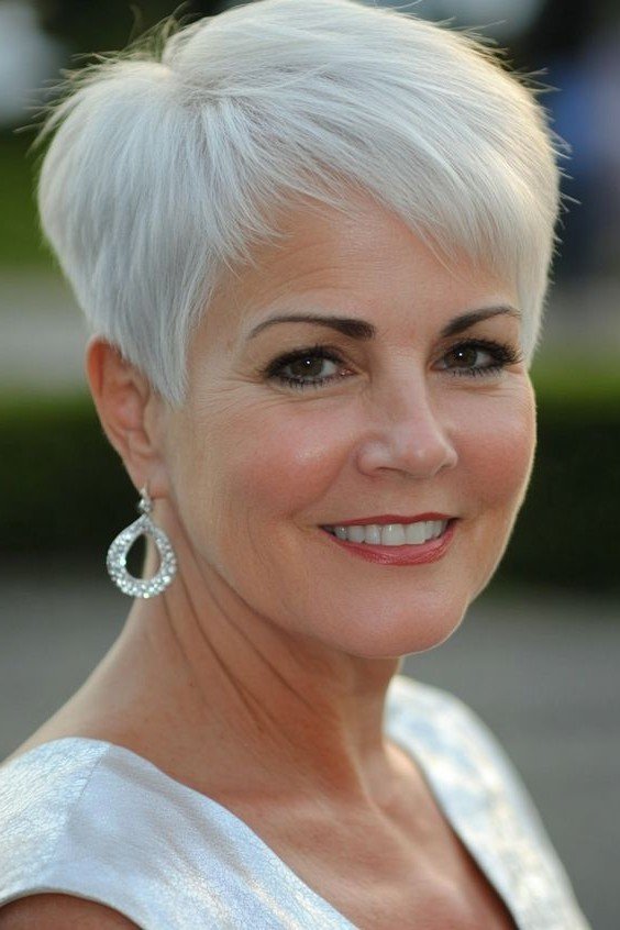 Sleek Silver Pixie with Tapered Sides