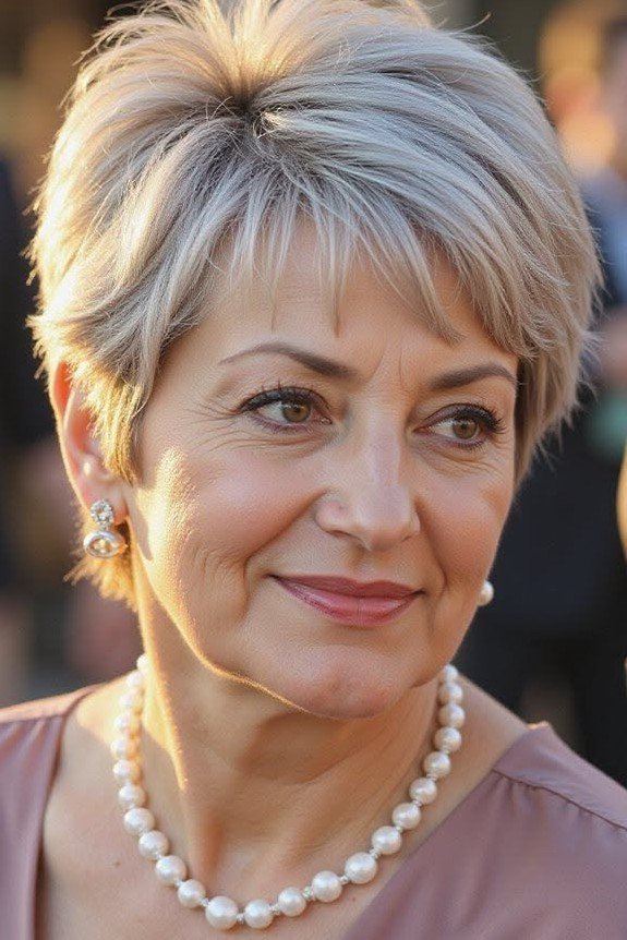 Sleek Silver Pixie with Voluminous Crown