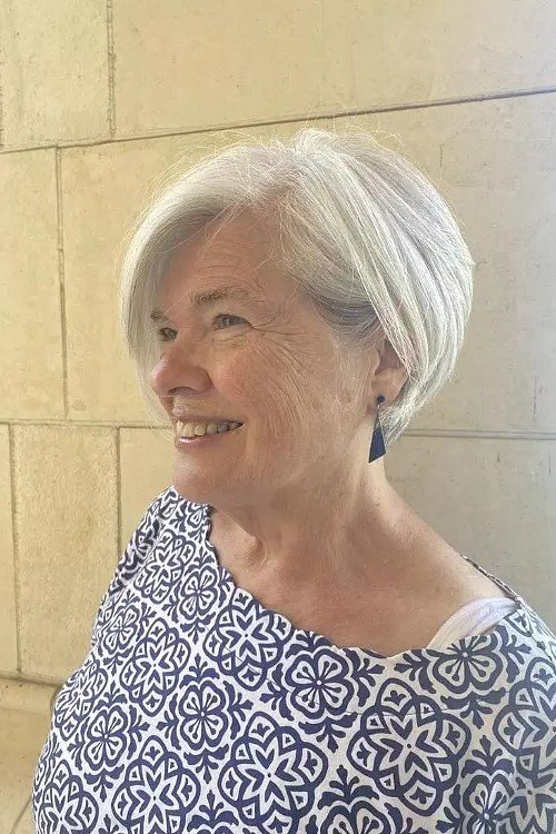 Sleek Silver Tapered Bob