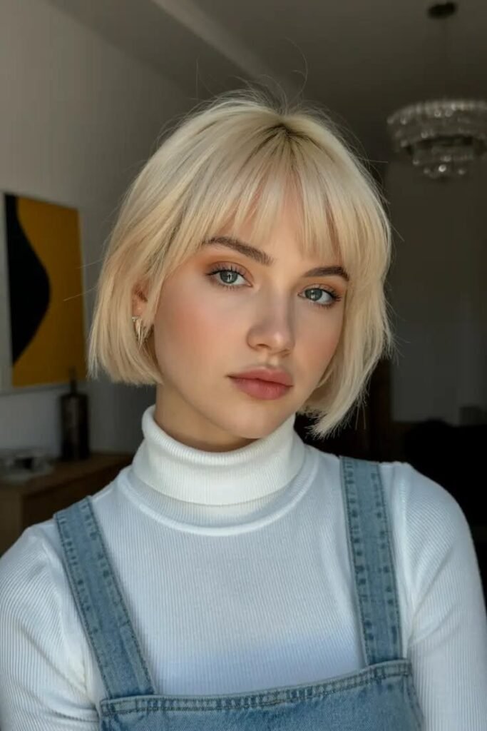 Sleek Straight Bob with Blunt Bangs