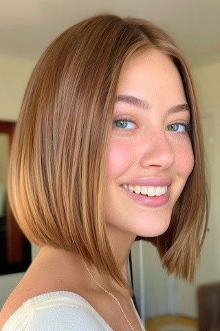 Sleek Straight Bob with Rounded Ends