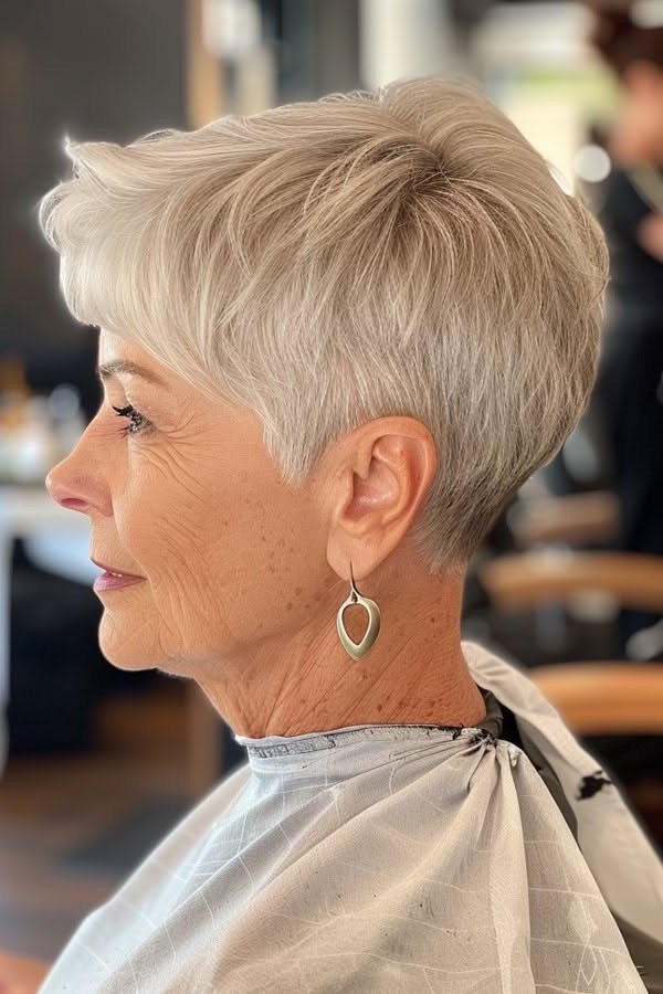 Sleek Tapered Pixie Cut with Soft Crown Volume