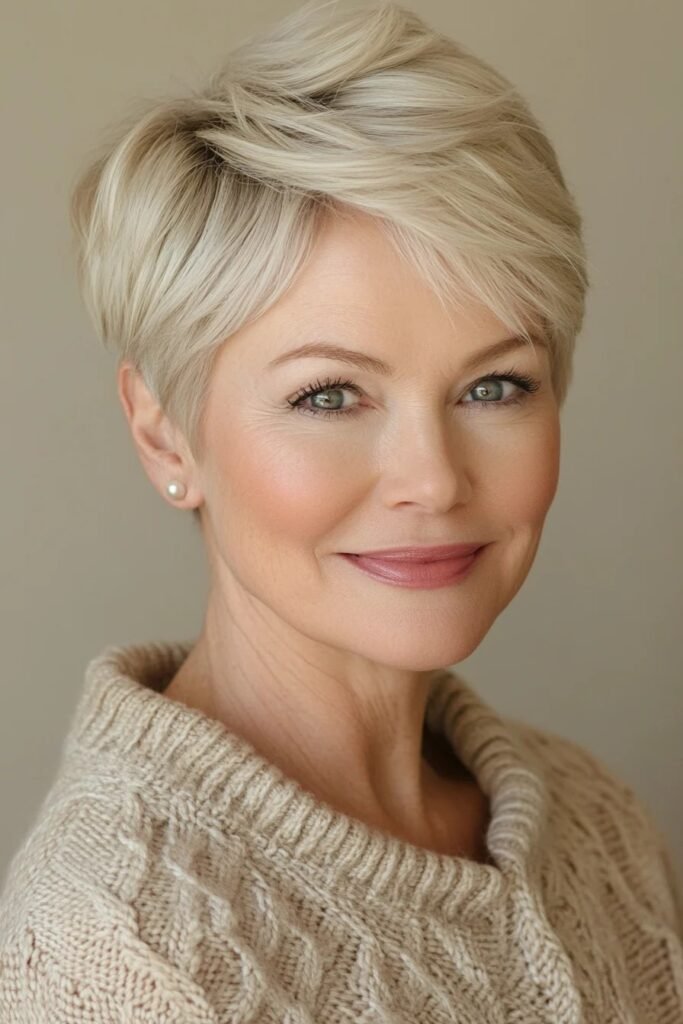 Sleek and Soft Blonde Cropped Pixie