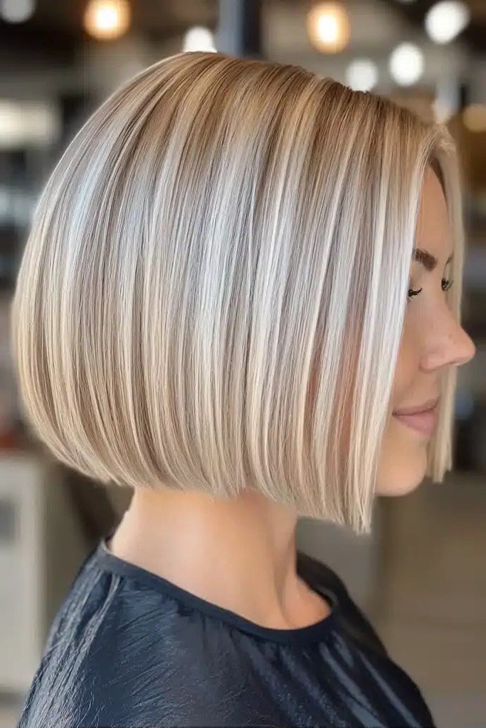 Sleek and Straight Blonde Bob