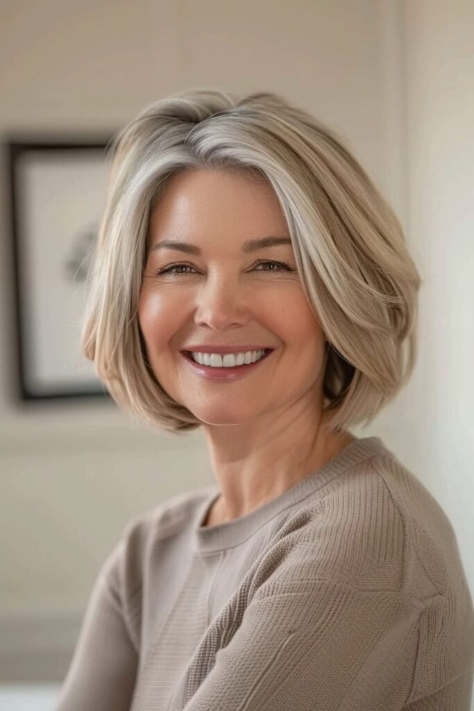 Smooth Blonde Bob with Subtle Layering