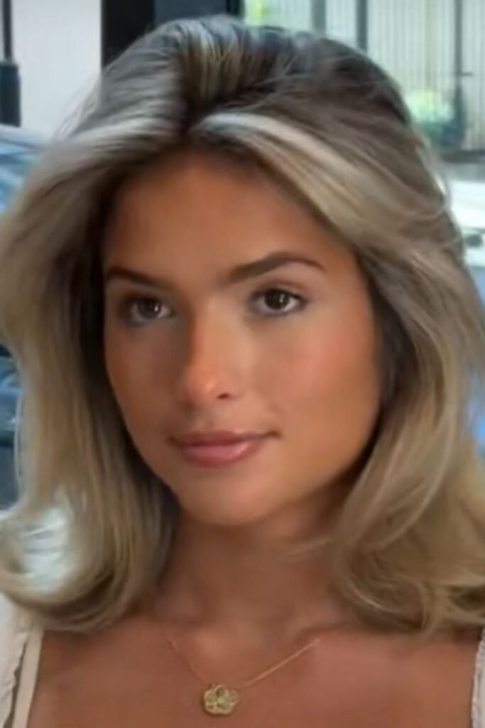 Smooth Mid-Length Cut with Voluminous Curtain Bangs