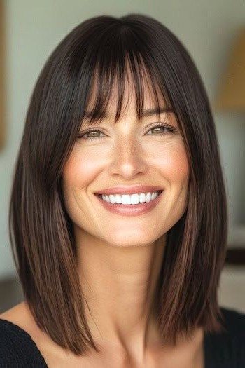 Smooth Straight Bob with Soft Subtle Bangs
