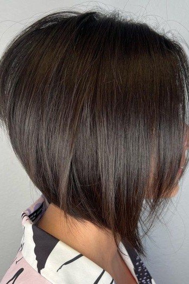 Smooth Textured Dark Brown Inverted Bob