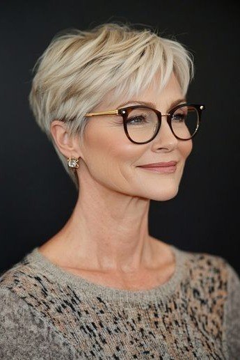 Soft Blonde Pixie Cut with Voluminous Layers