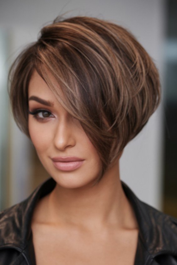 Soft Brown Layered Voluminous Bob
