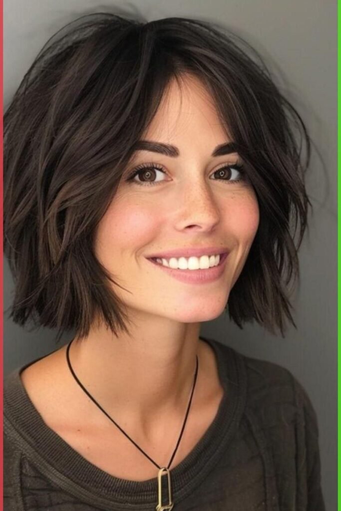 Soft Dark Brown Bob with Subtle Waves