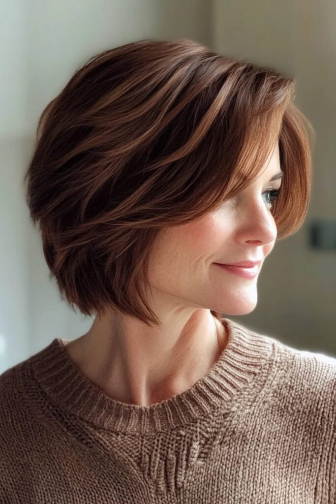 Soft Layered Auburn Bob