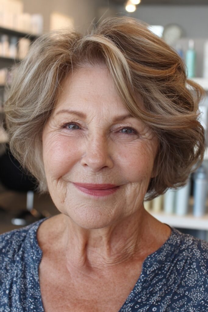 Soft Layered Blonde Bob with Curtain Bangs