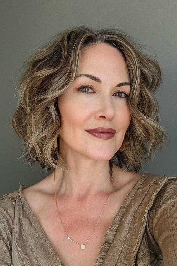 Soft Layered Bob with Caramel Balayage