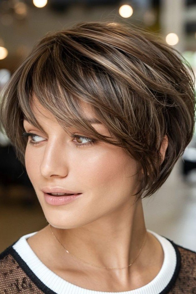 Soft Layered Bob with Dimensional Ash Brown Tones