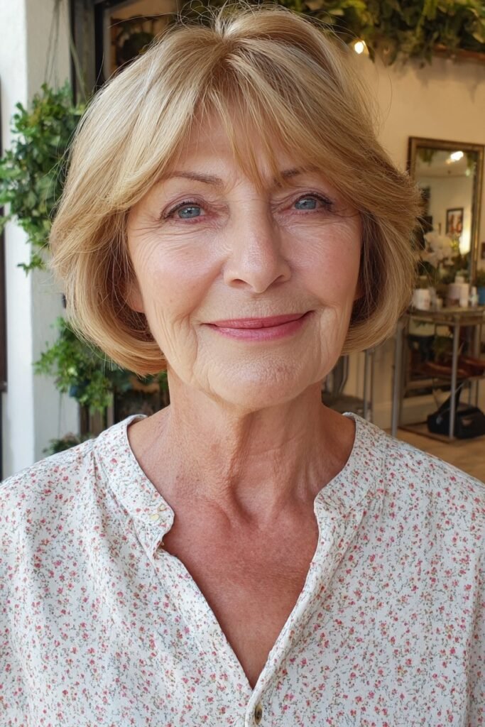 Soft Layered Bob with Side-Swept Bangs
