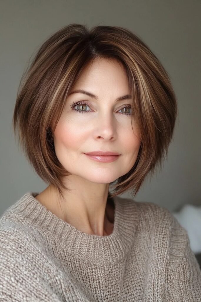 Soft Layered Bob with Subtle Highlights
